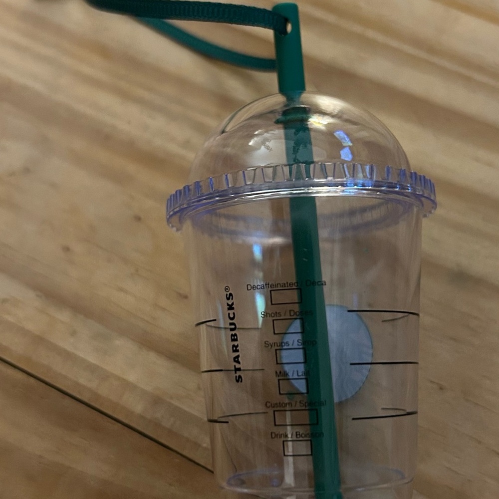 Starbucks Transparent Cup with Dome Lid and Teal Straw Christmas Ornament - Picture 2 of 2